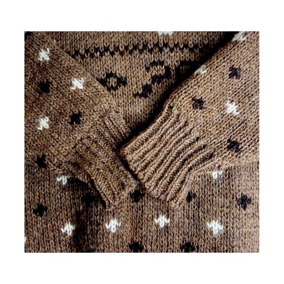 Vintage Pure New Wool Reindeer Snowflake Brown Sweater Sz M - Picture 5 of 6
